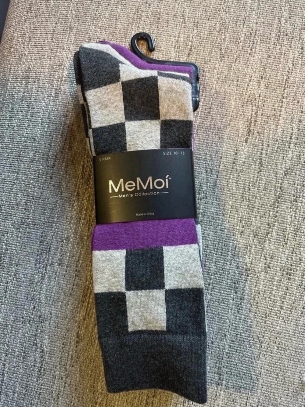 Sonoma Purple & Gray Check Crew Socks - 3 Pack